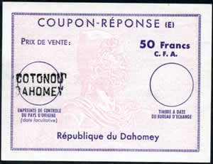 Coupon-réponse régime étendu 50 FCFA type Ex10