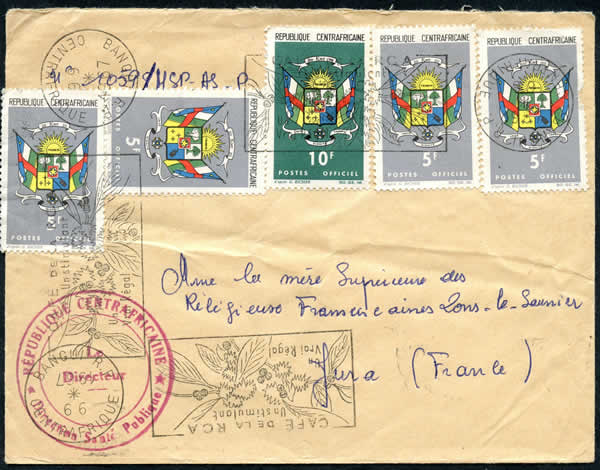 Timbres de service sur lettre