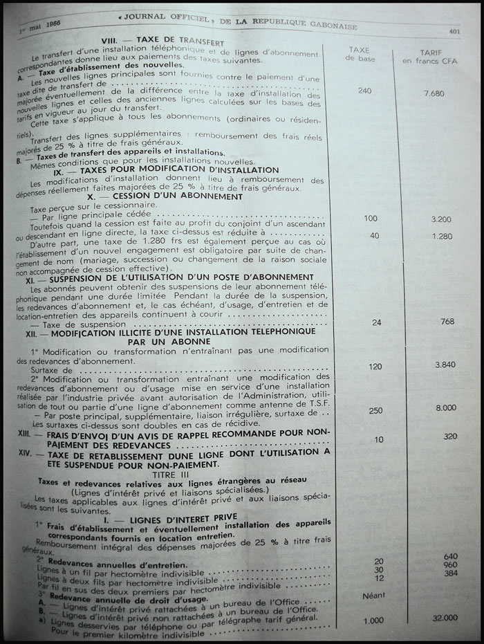 tarif postal du Gabon 1er mars 1966 page 12
