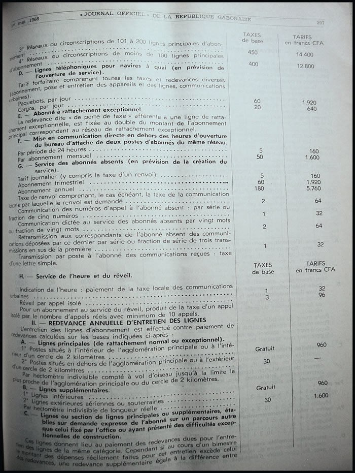 tarif postal du Gabon 1er mars 1966 page 8