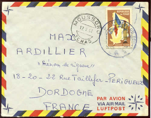 Lettre affranchie avec timbre FM du Tchad