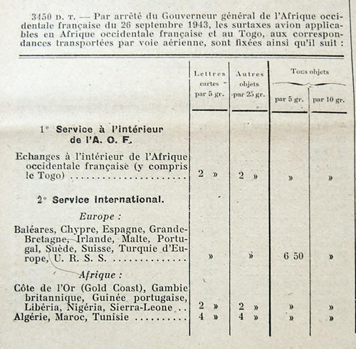 Tarif 26/9/43