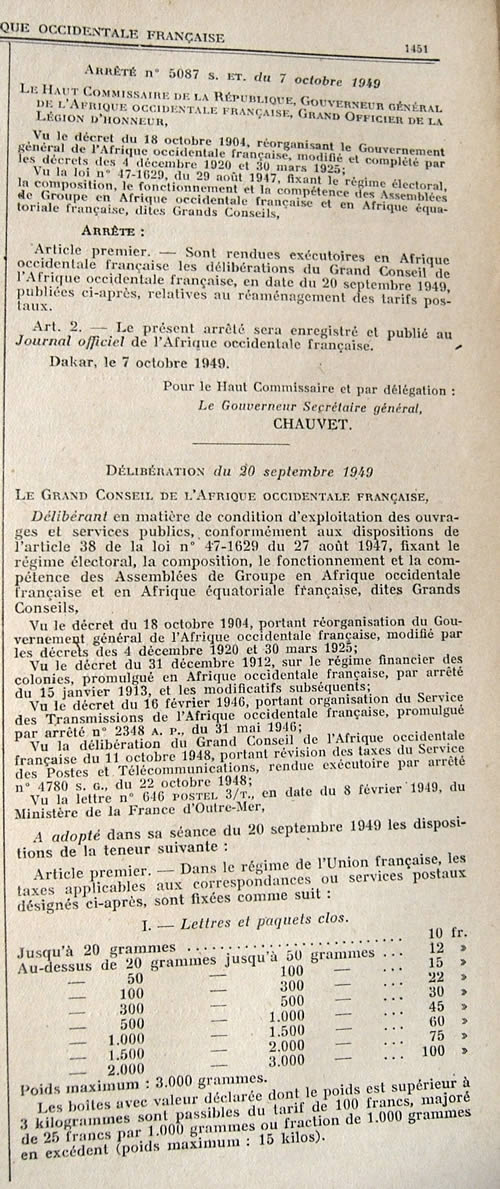 arrêté 7/10/49 UF