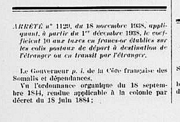 colis postaux conversion des francs or novembre 1938