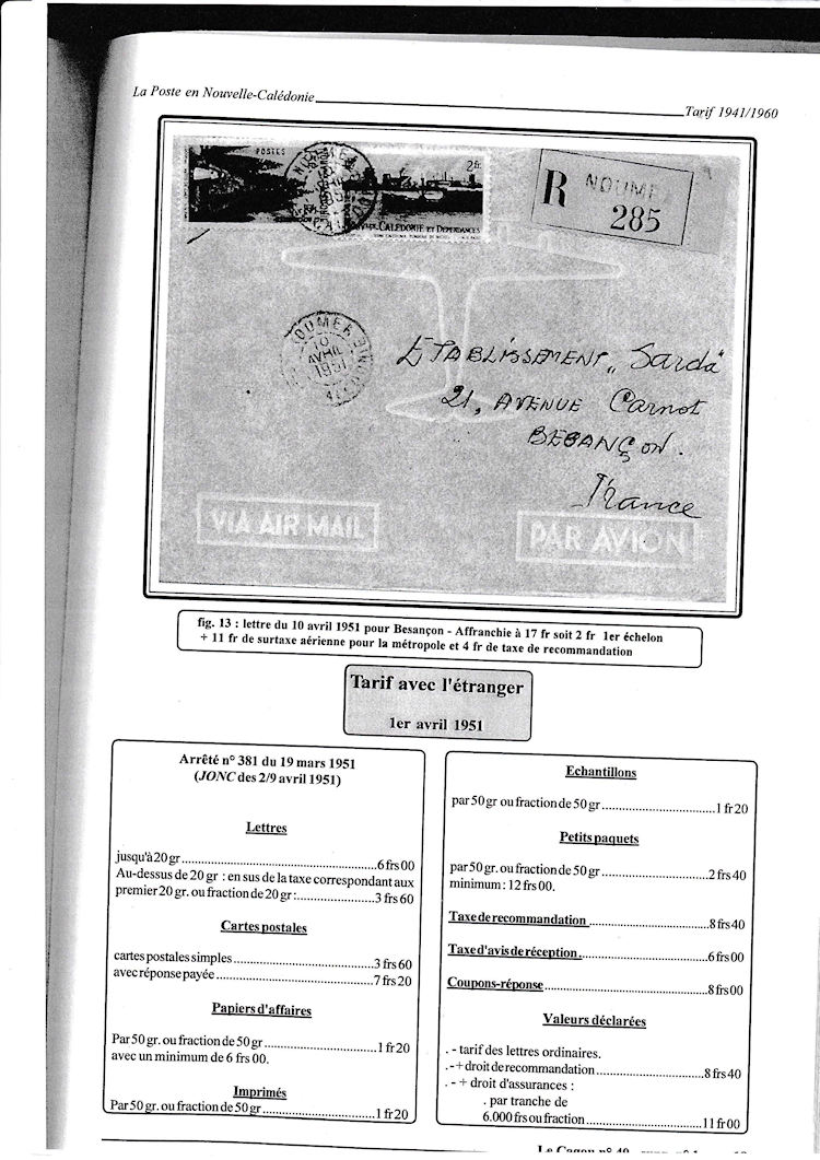 Tarifs postaux de Nouvelle-Caledonie 1941 -1960 page 19a