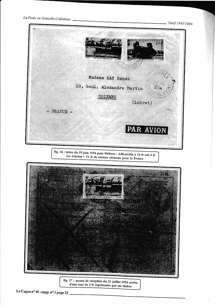 Tarifs postaux de Nouvelle-Caledonie 1941-1960 page  22a