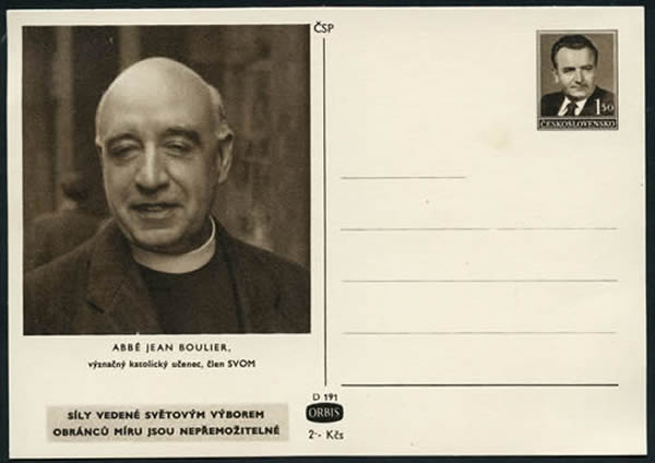 Entier carte postale tchécoslovaque Jean Boulier