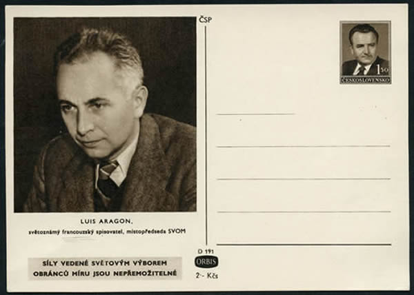 entier carte postale tchèque Louis Aragon