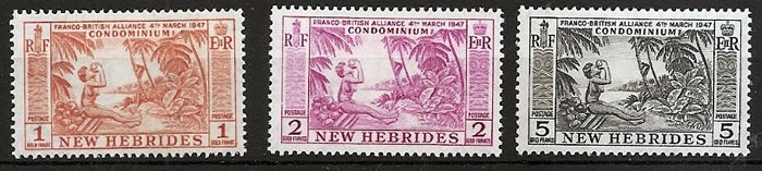 Traité de Dunkerque timbres des Nouvelles-Hébrides en anglais