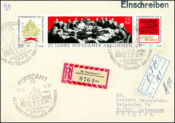 25e anniversaire de la Conférence de Potsdam sur lettre recommandée