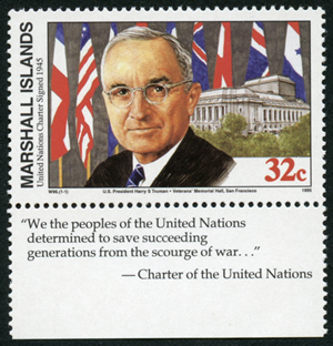 Président Truman et la charte de l'ONU