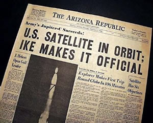Journal annonçant le premier satellite américain
