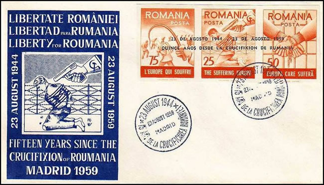 pseudo FDC timbre de propagande roumains en exil