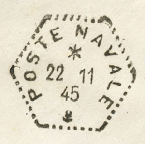 Cachet hexagonal POSTE NAVALE 1940/45