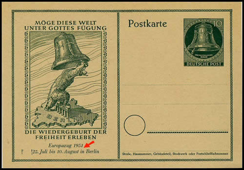 Entier postal Cloche de la Liberté europa Zug