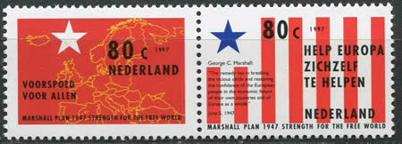 50ème anniversaire deux timbres des Pays-bas se tenant