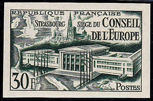 Timbre siège du Conseil de l'Europe 1952 non dentelé