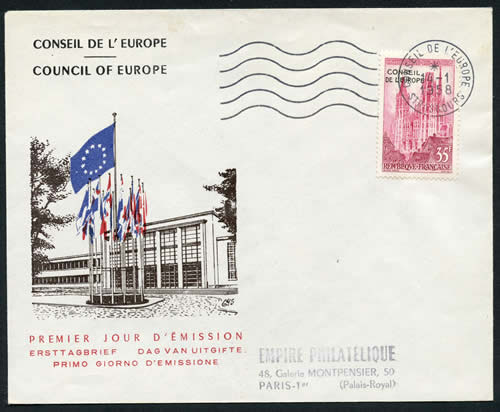Premier timbre Conseil de l'Europe 1958 FDC