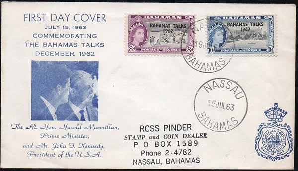 FDC des timbres surcharcés Bahamas Talks 1962