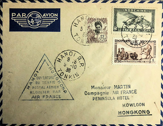 Premier Vol régulier Hanoi Hong-Kong octobre 1938