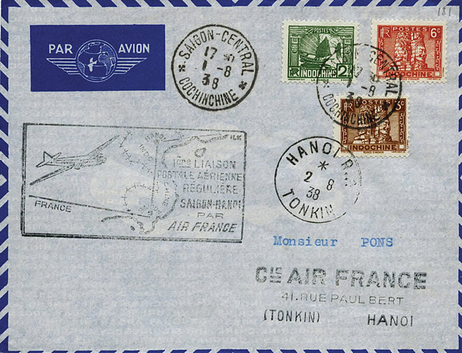 premier vol régulier Saigon Hanoi 2/8/38