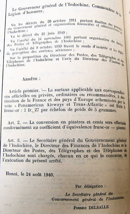 Surtaxe aérienne voie pacifique