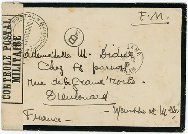 Lettre de Tourane avec cachet Commission B