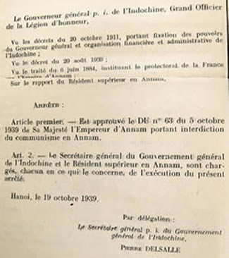 Approbation dissolution PC par Bao Dai