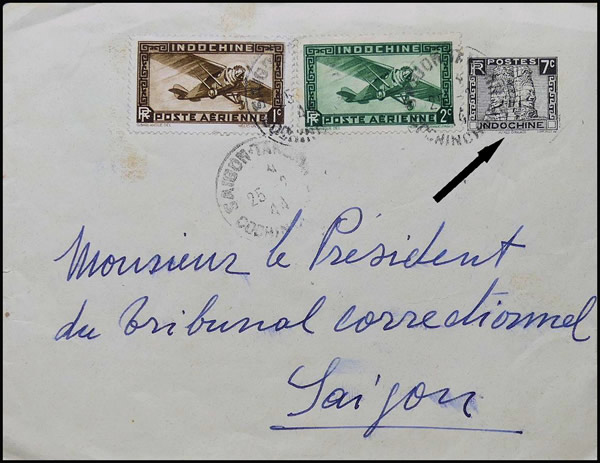 Enveloppe entier postal à 7cts utilisé avec complément d'affranchissement