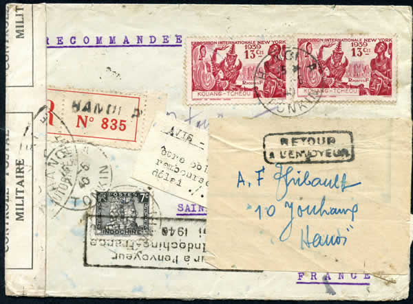 Lettre du félix Roussel Retournée en Indochine