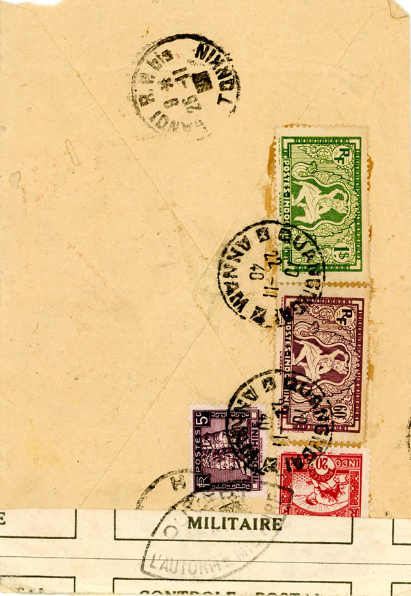 Lettre censurée en Annam 