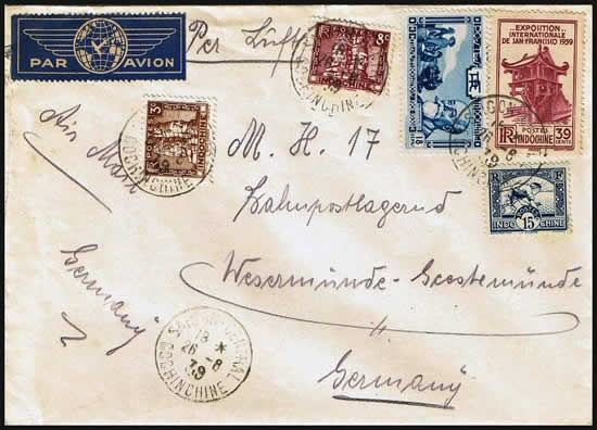 Lettre par avion pour l'allemagne 1939