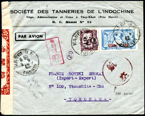 Lettre Hanoi Yokohama par avion