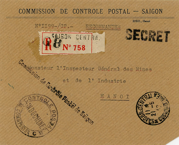 Lettre recommandée "secrète" de la commission de censure de Saigon