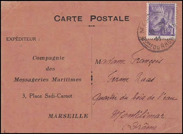 Carte des Messageries Maritimes