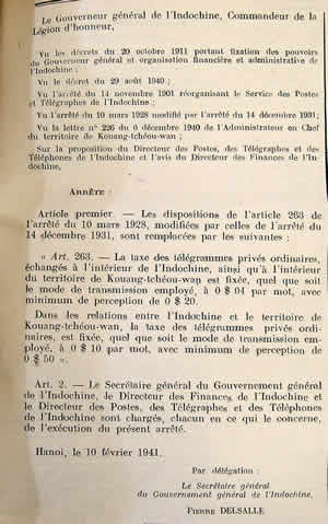 Tarifs Télégrammes