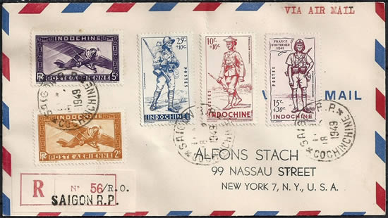 Timbres d'Indochine sur lettre