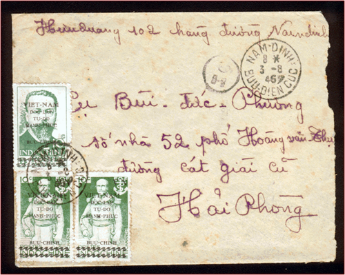 10 cts Doumer et 2 x 10 cts harner sur lettre