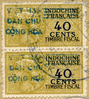 paire du 40 cts surcharge bleue