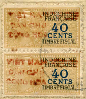 fiscaux 40 cts surcharge rouge