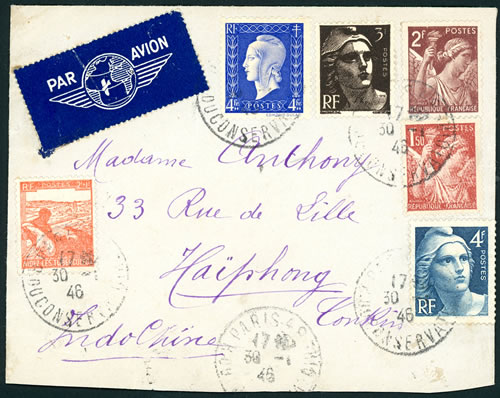 Lettre de France pour haiphong février 1946 BPM 411A
