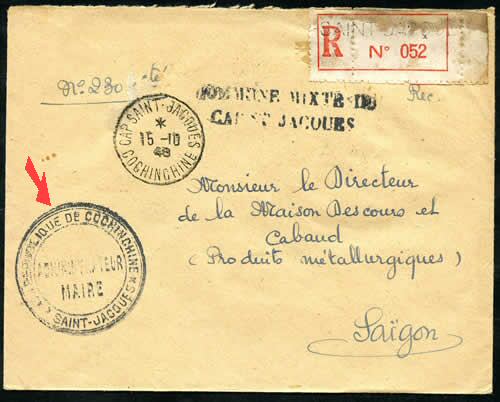 Lettre avec cachet République de Cochinchine