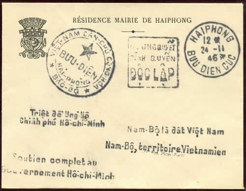 Enveloppe de la Mairie de Haiphong avec griffes