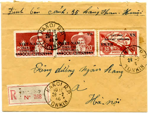 Lettre recommandée avec 20 cts Pavie