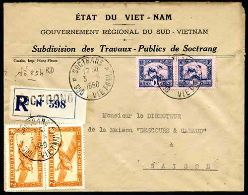 Enveloppe imprimée de Soctrang en français