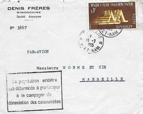 Griffe exigeant la dénonciation des communistes Vietnam 1955