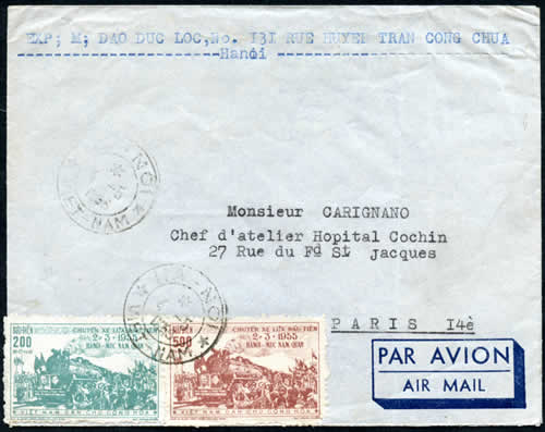 Timbres chemin de fer sur lettre