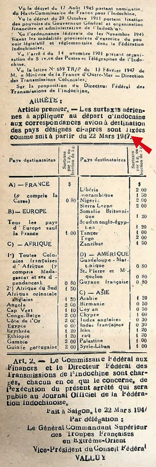 Tarif 22 mars 1947