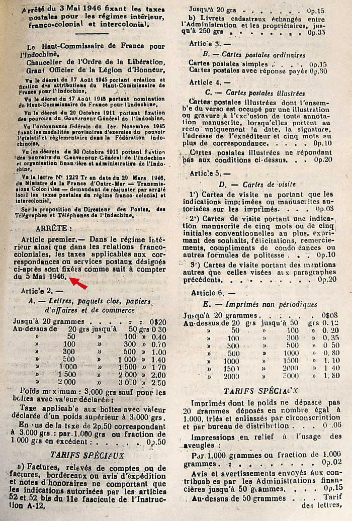 Tarif 3 mai 1946