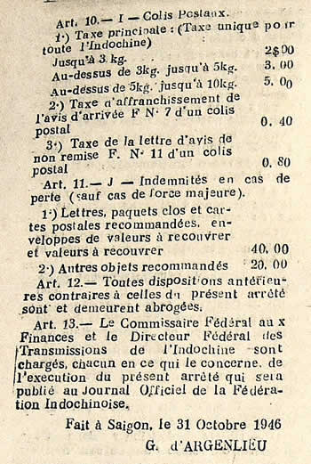 Tarif 8 novembre 1946